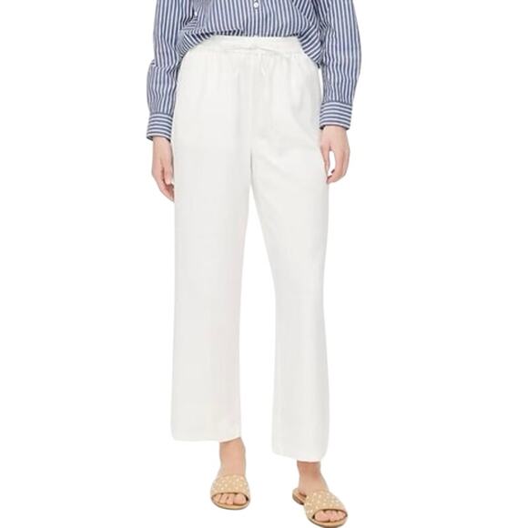 J.Crew Factory Linen Blend Slim Wide Leg Drawstring Pant White Size 18 NWT - Picture 1 of 10